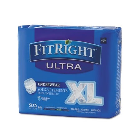 Medline Medline, FITRIGHT ULTRA PROTECTIVE UNDERWEAR, X-LARGE, 56in TO 68in WAIST, 20PK FIT23600A